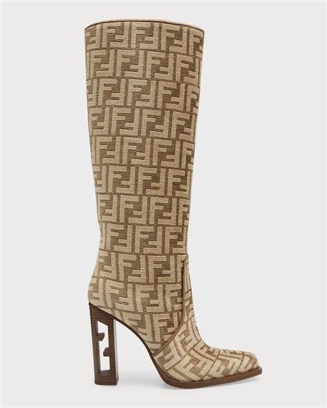 fendi vitello jacquard knee boots|Fendi knee high boots.